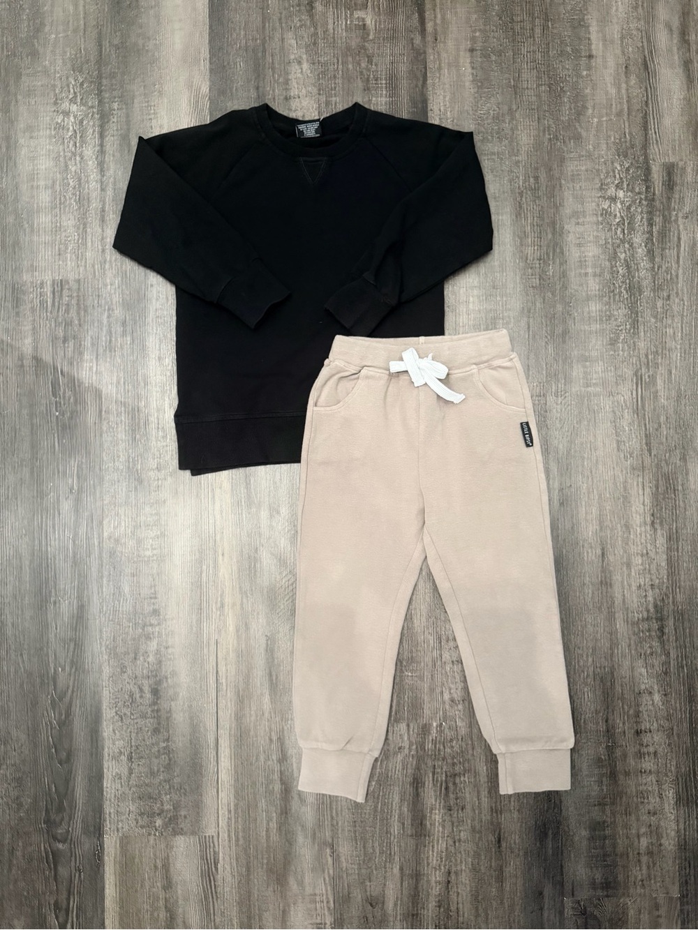 Little Bipsy Black Top with Beige Jogger Pants